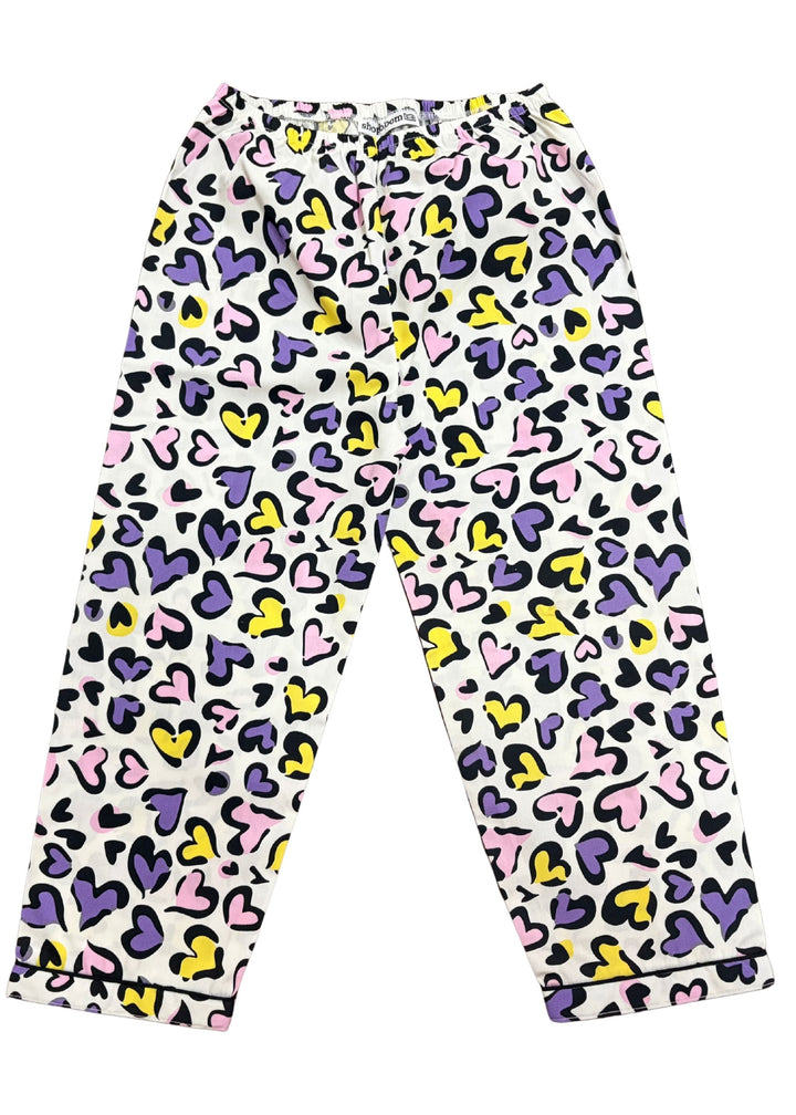 Little Hearts Print Long Sleeve Kids Night Suit