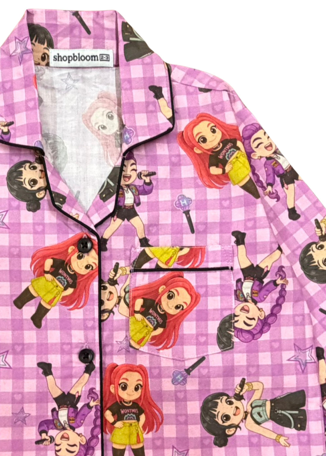 Demon Hunters Midnight Slayer Print Long Sleeve Kids Night Suit