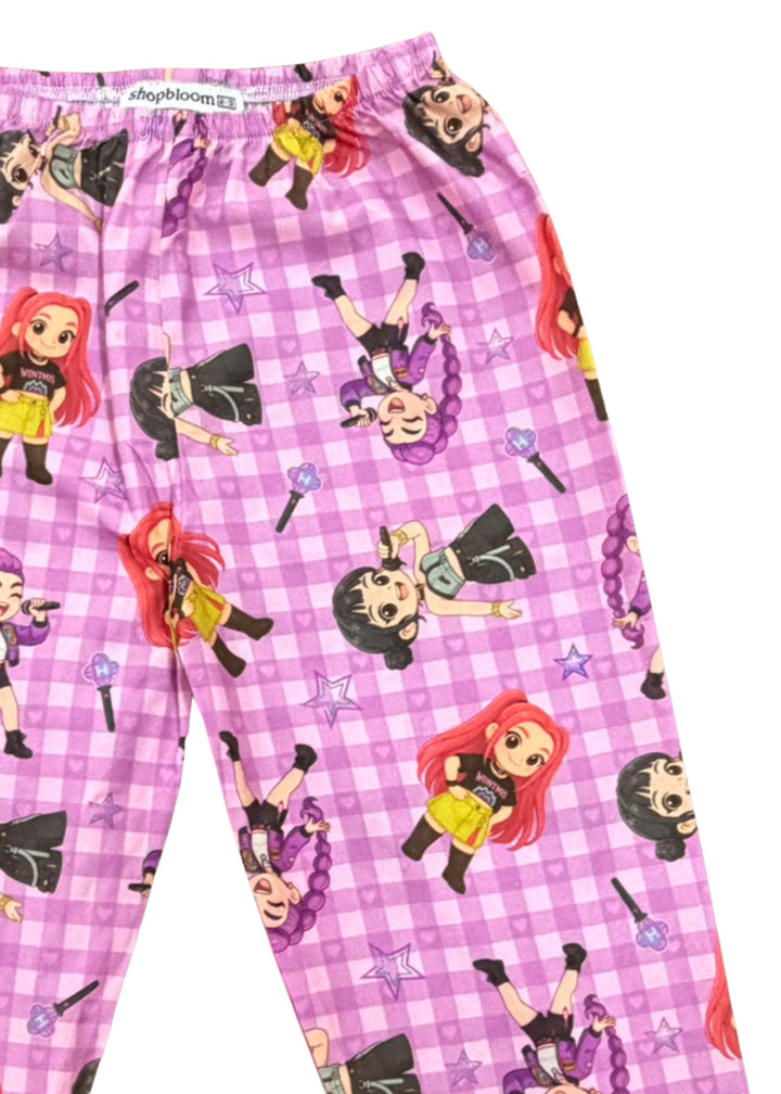 Demon Hunters Midnight Slayer Print Long Sleeve Kids Night Suit