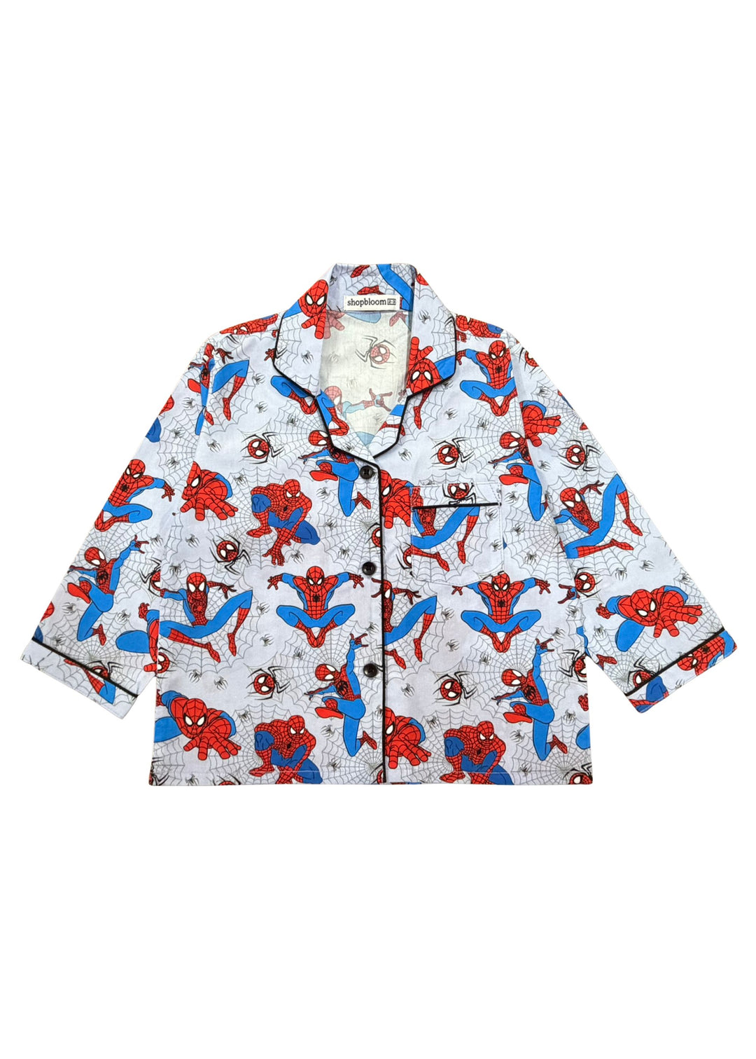 Spider Power Print Long Sleeve Kids Night Suit