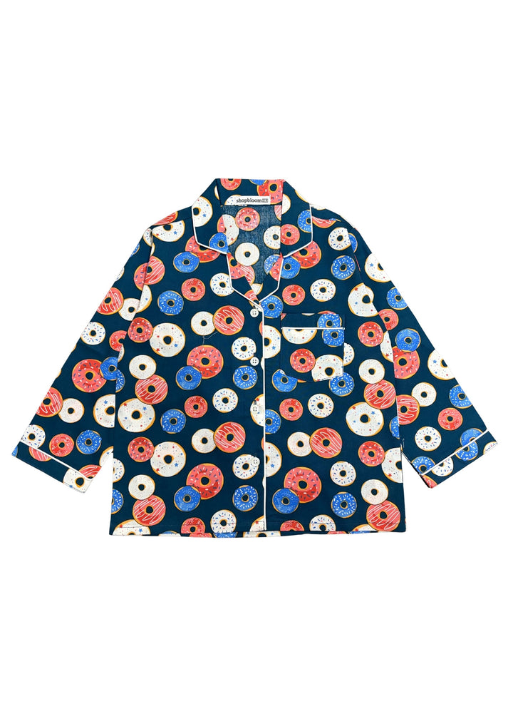 Donut Love Print Long Sleeve Kids Night Suit