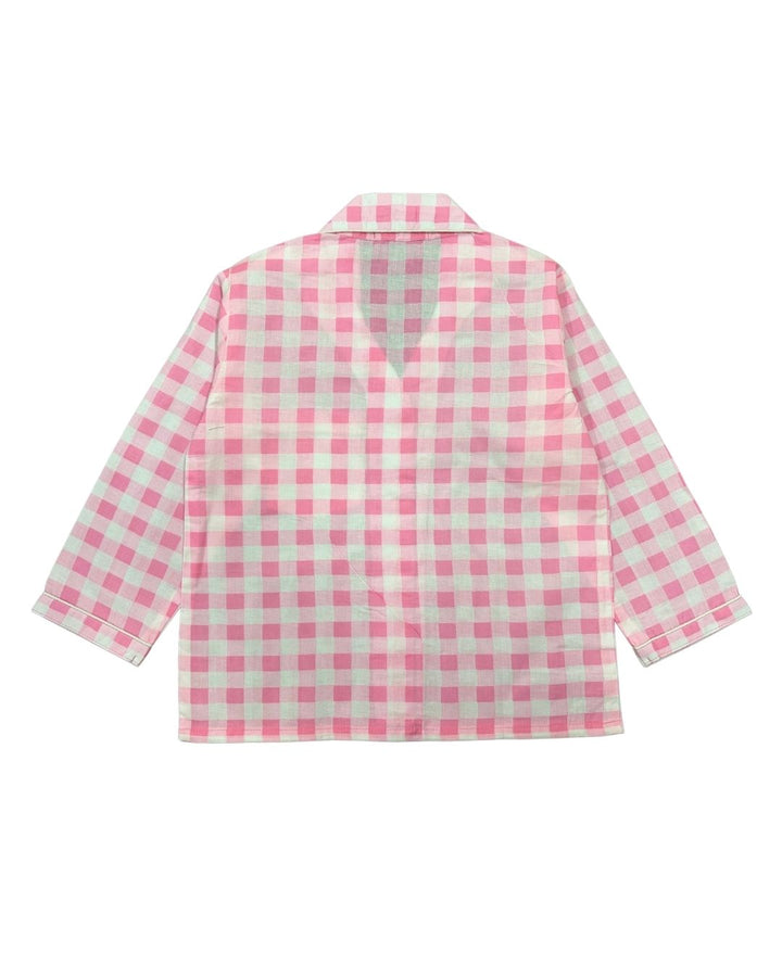Blush Check Snuggles Print Long Sleeve Kids Night Suit