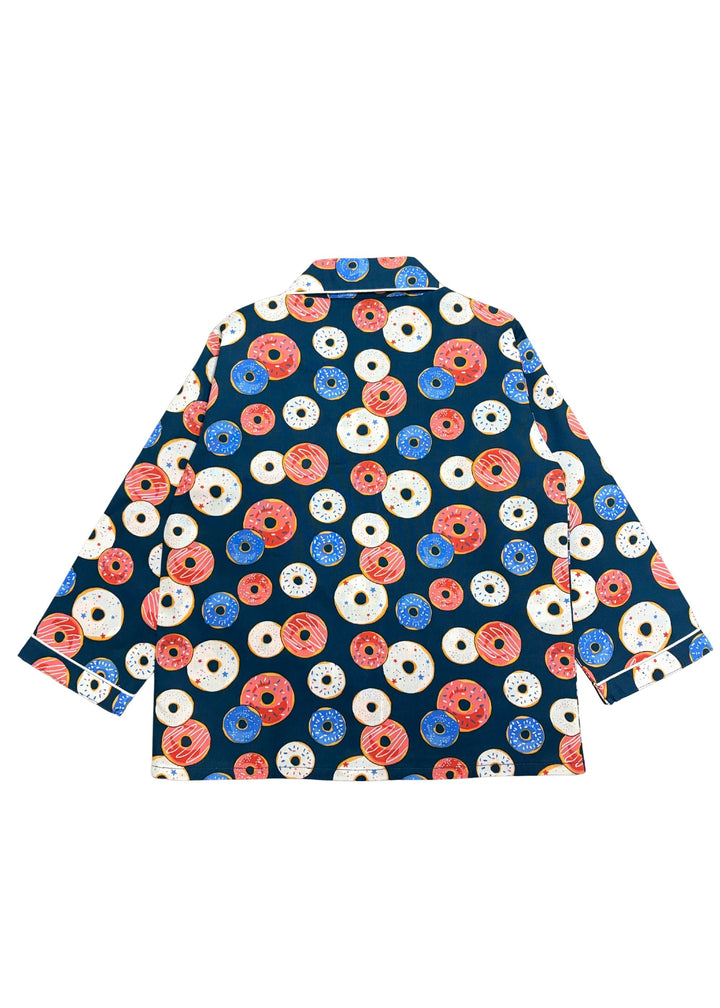 Donut Love Print Long Sleeve Kids Night Suit