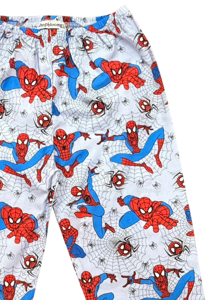 Spider Power Print Long Sleeve Kids Night Suit