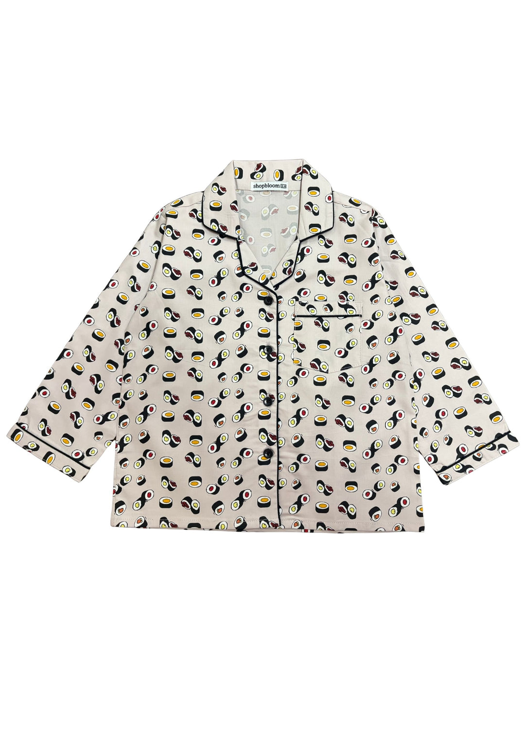 Little Sushi Print Long Sleeve Kids Night Suit