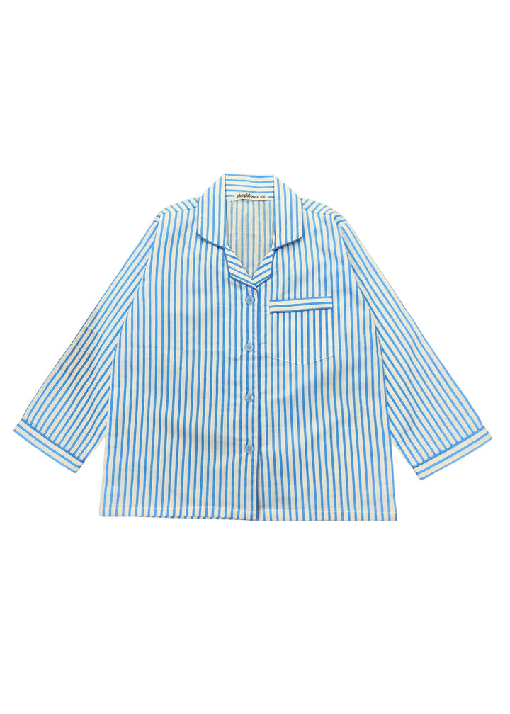Light Blue Stripe Long Sleeve Kids Night Suit