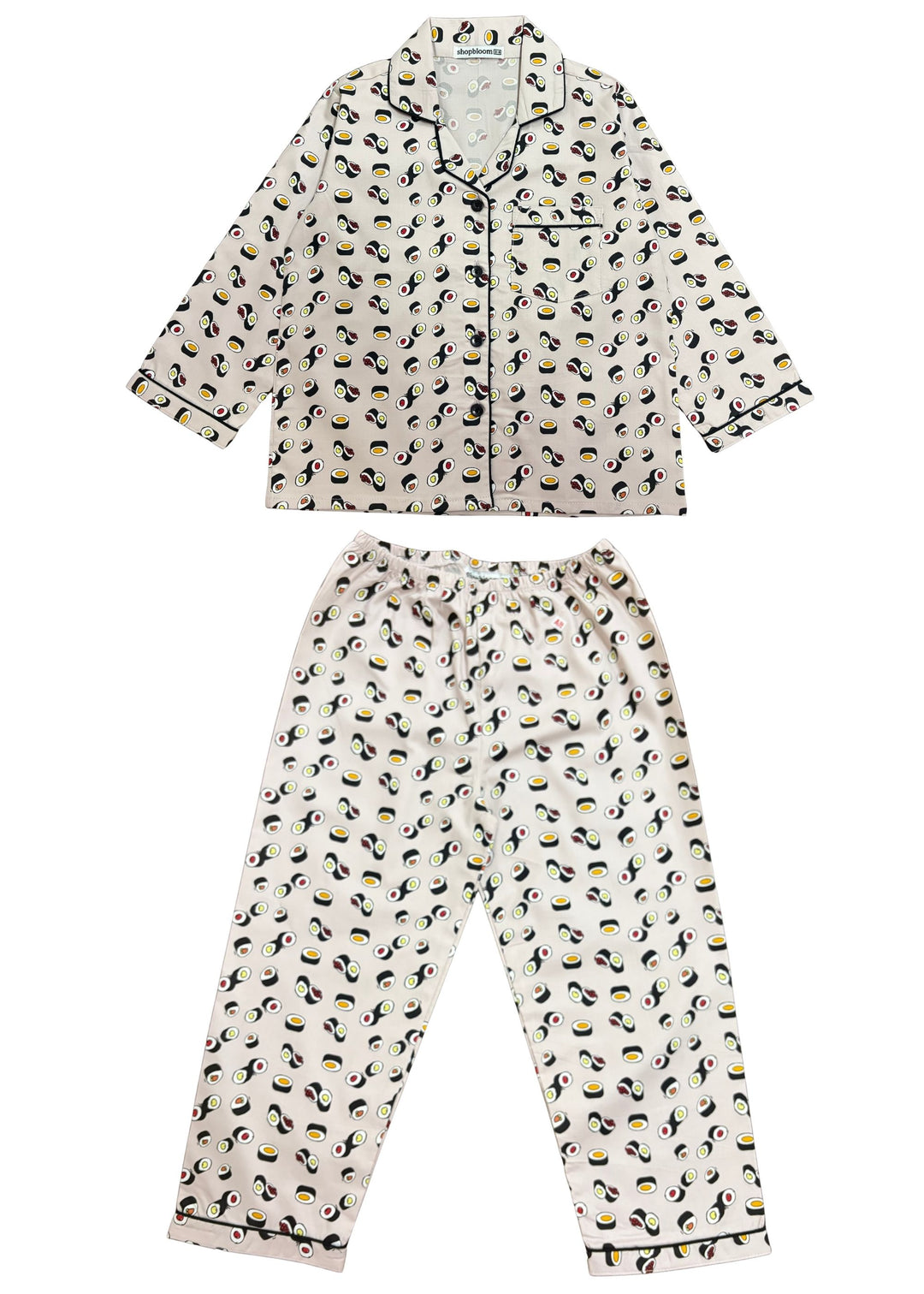 Little Sushi Print Long Sleeve Kids Night Suit