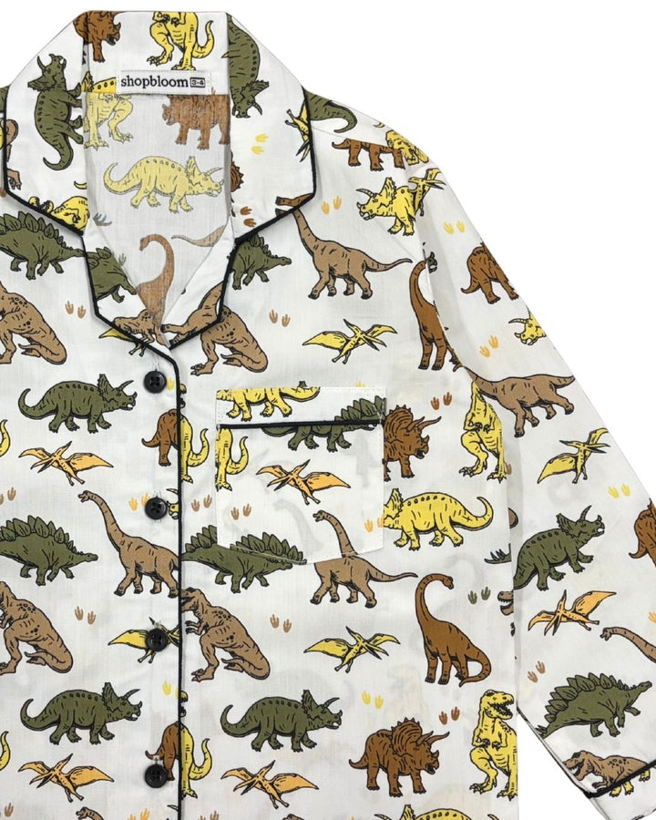 Dino Adventure Print Long Sleeve Kids Night Suit