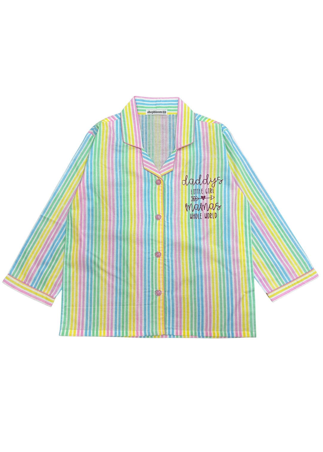 Daddy and Mama's Girl Glitter Print Long Sleeve Kids Night Suit