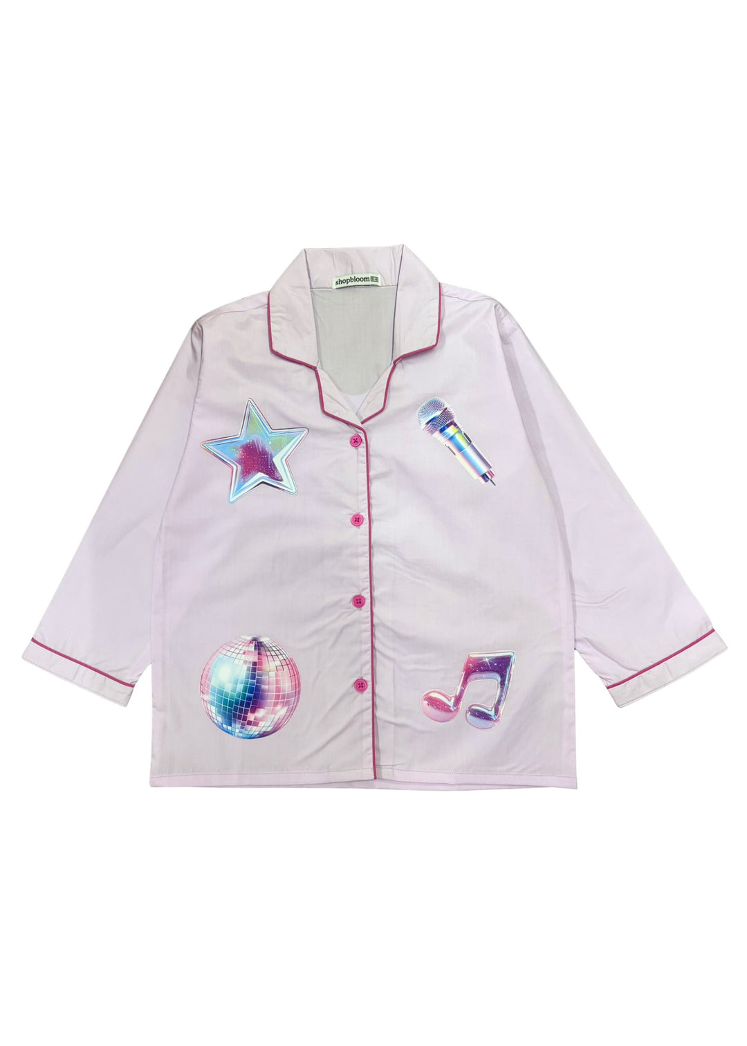 Demon Hunters Heart Print Long Sleeve Kids Night Suit