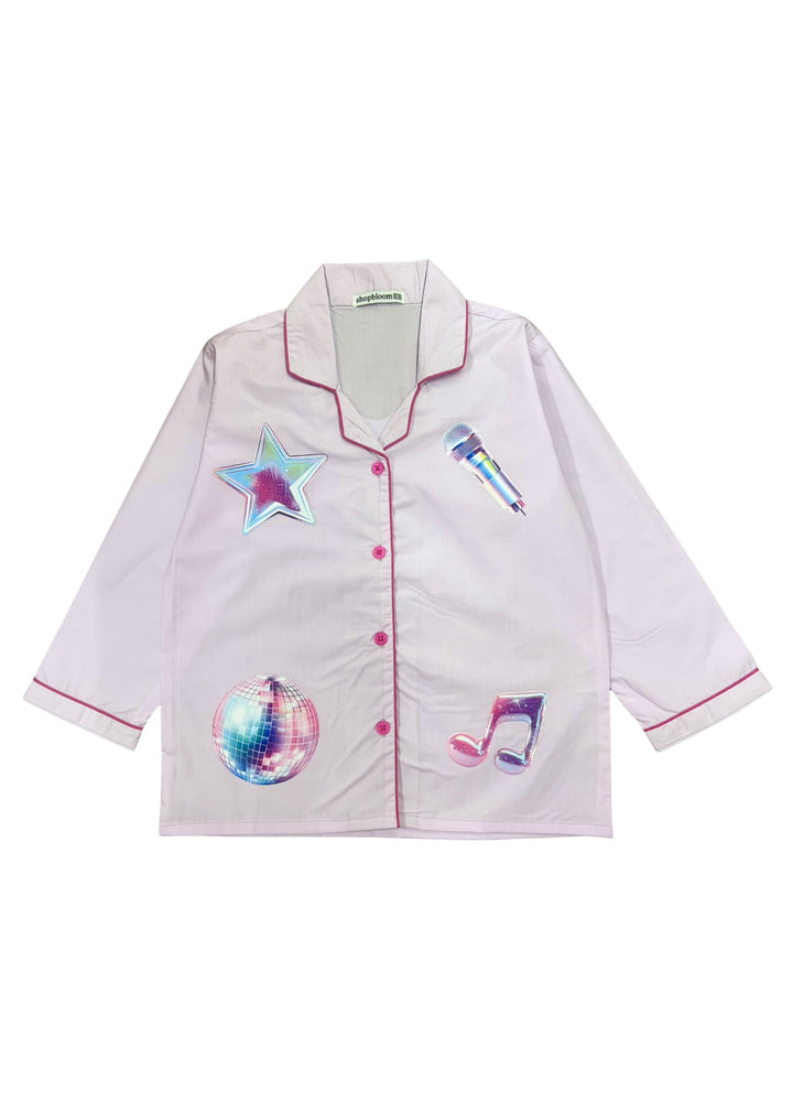 Demon Hunters Heart Print Long Sleeve Kids Night Suit