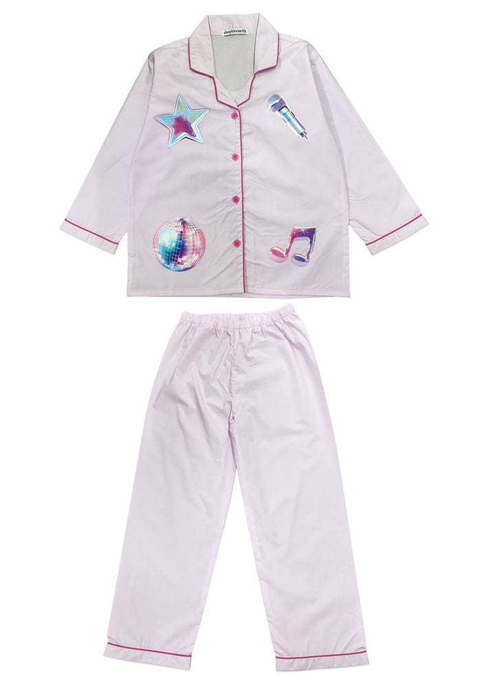 Demon Hunters Heart Print Long Sleeve Kids Night Suit