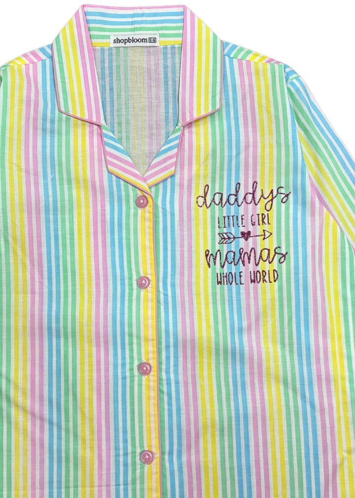 Daddy and Mama's Girl Glitter Print Long Sleeve Kids Night Suit