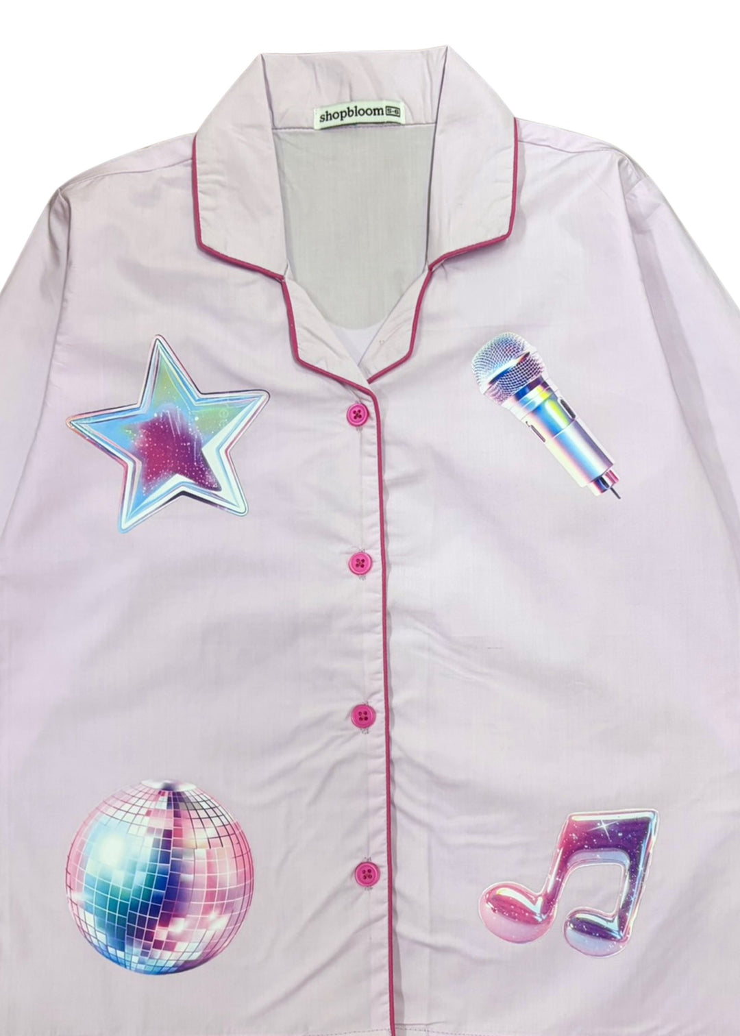 Demon Hunters Heart Print Long Sleeve Kids Night Suit