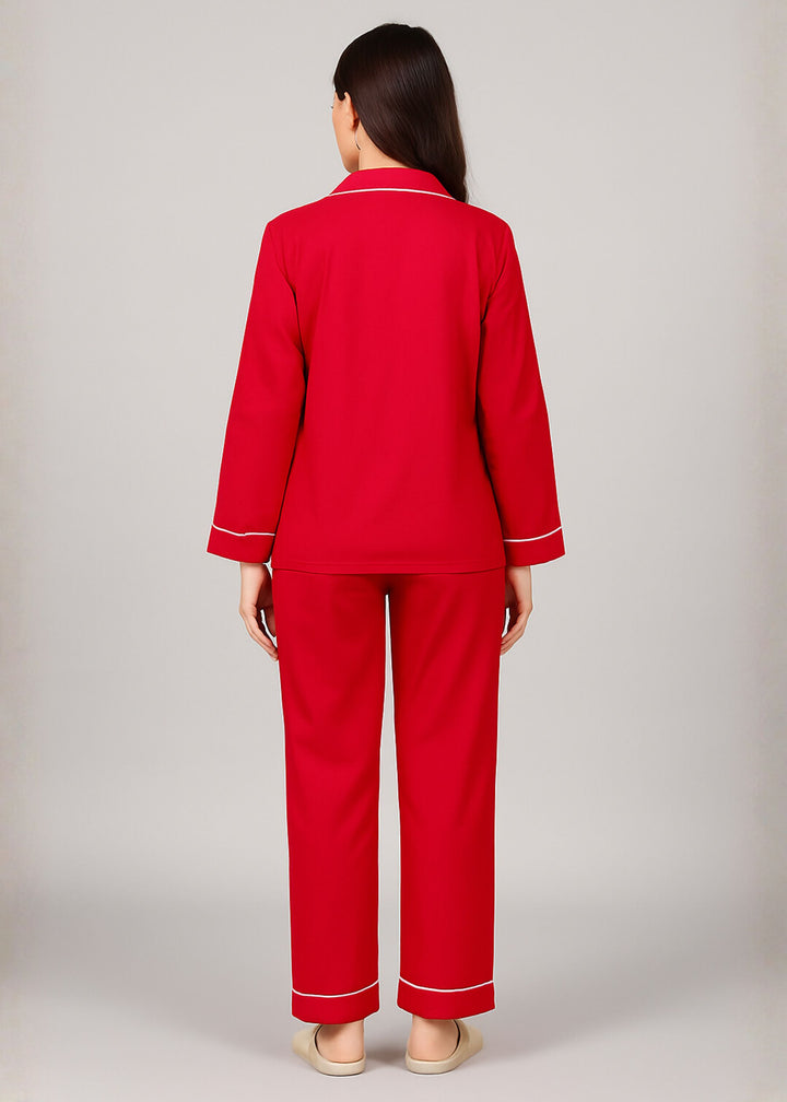 Women's Customized Name Christmas Reindeer Print Long Sleeve Night Suit