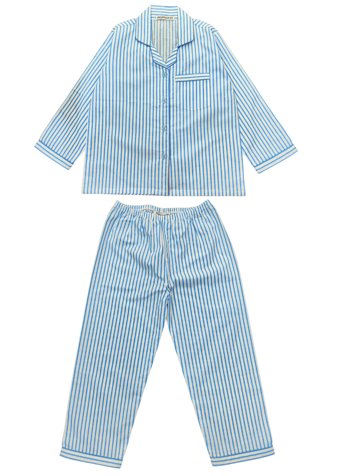 Light Blue Stripe Long Sleeve Kids Night Suit