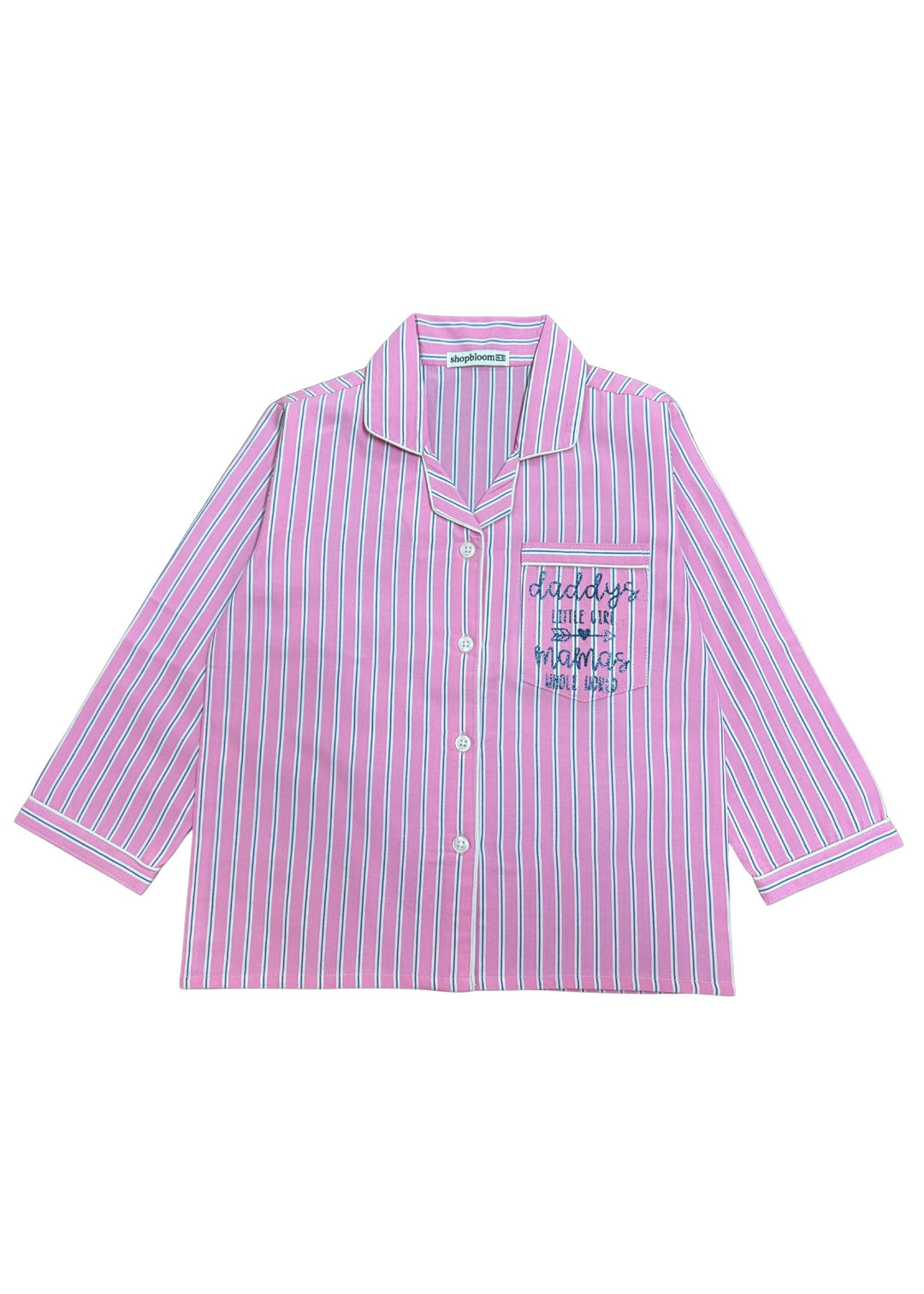 Daddy and Mama's Girl Blue Glitter Print Long Sleeve Kids Night Suit