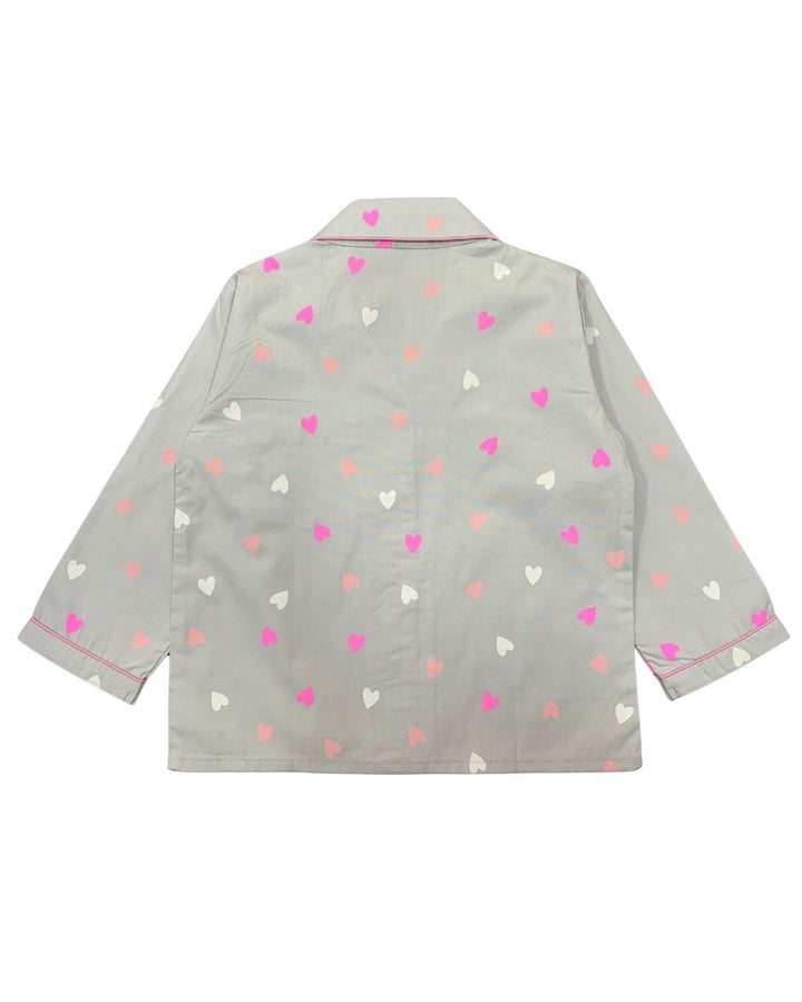 Hearts & Giggles Print Long Sleeve Kids Night Suit