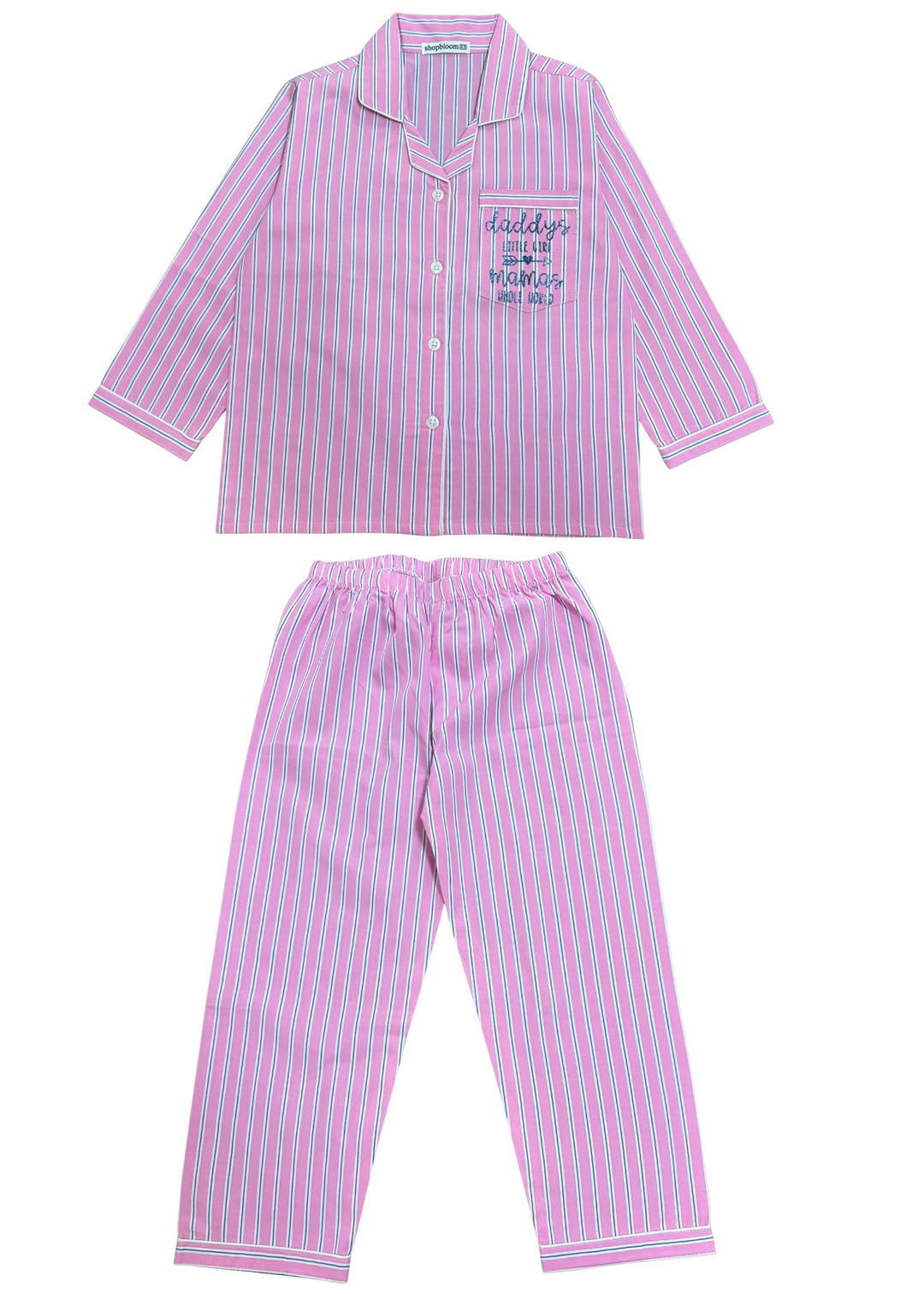 Daddy and Mama's Girl Blue Glitter Print Long Sleeve Kids Night Suit