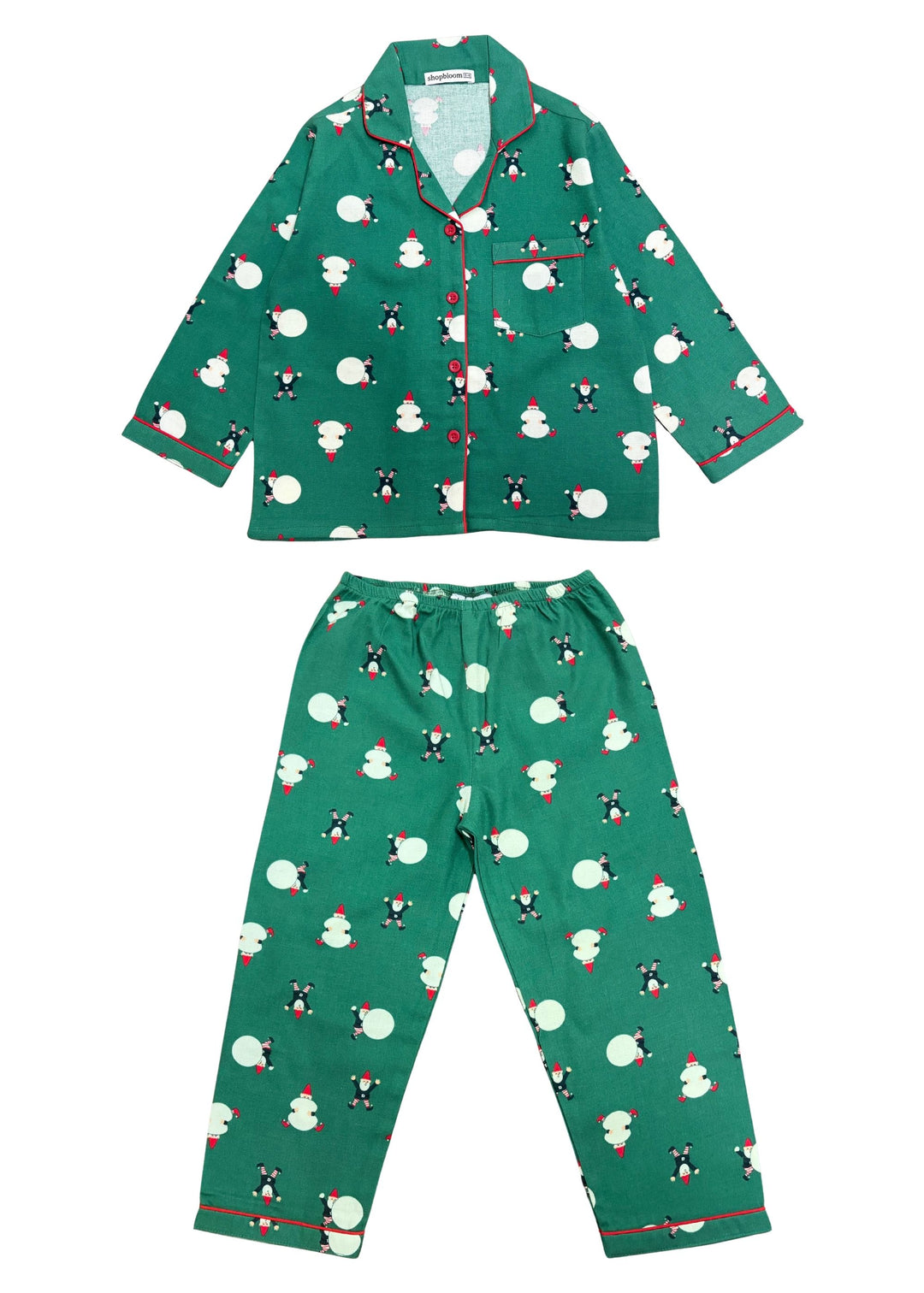 Little Elf Dreams Cotton Flannel Long Sleeve Kids Night Suit