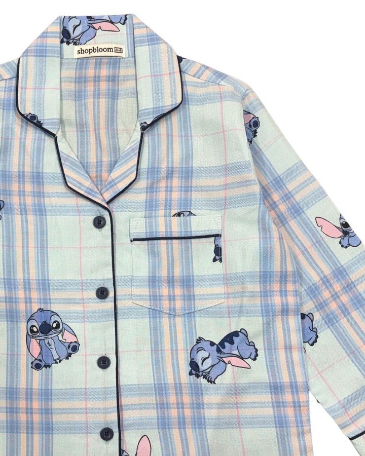 Sleepy Stitch Print Long Sleeve Kids Night Suit