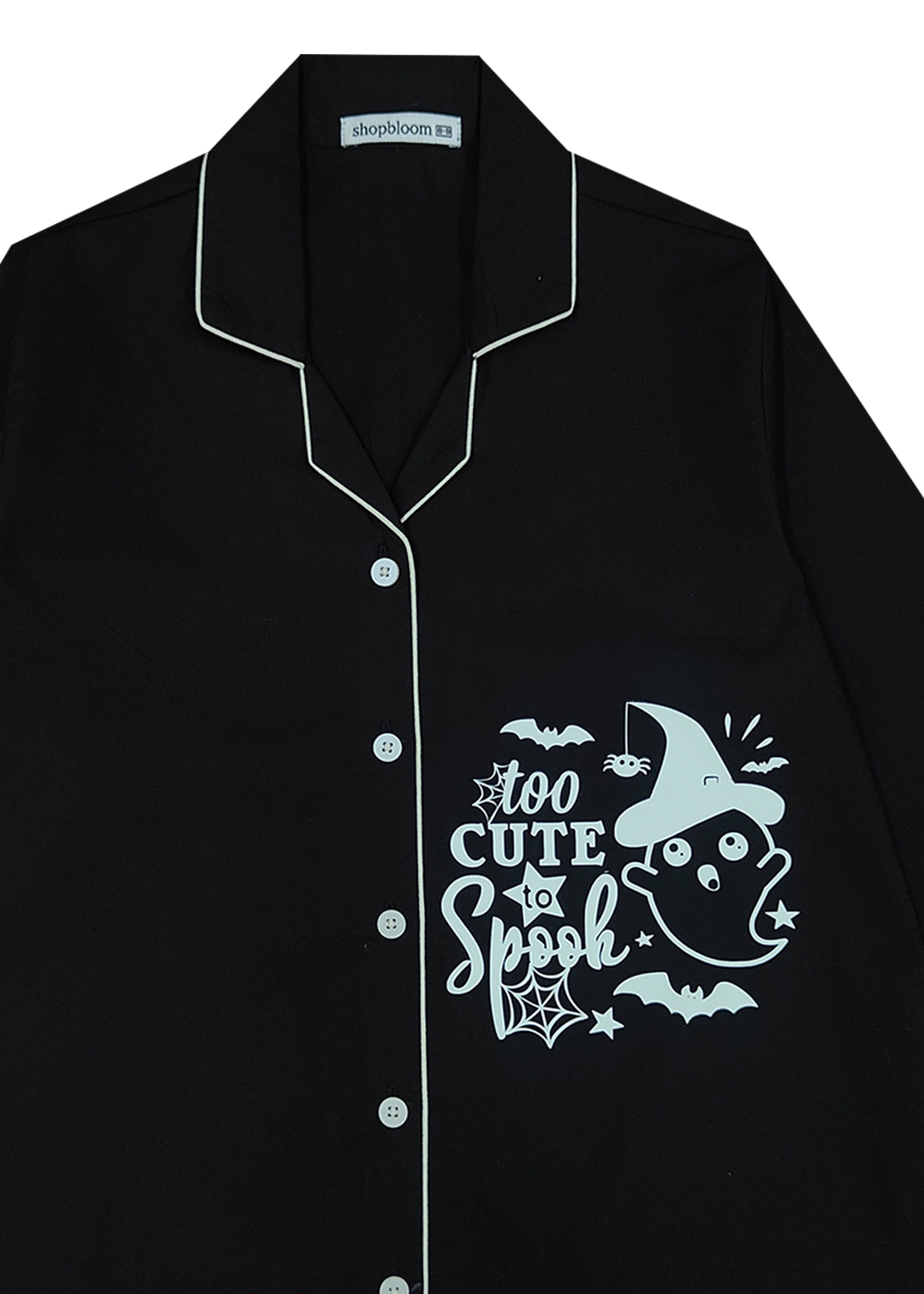 Too Cute to Spook Glow in the Dark  Print Long Sleeve Kids Night Suit