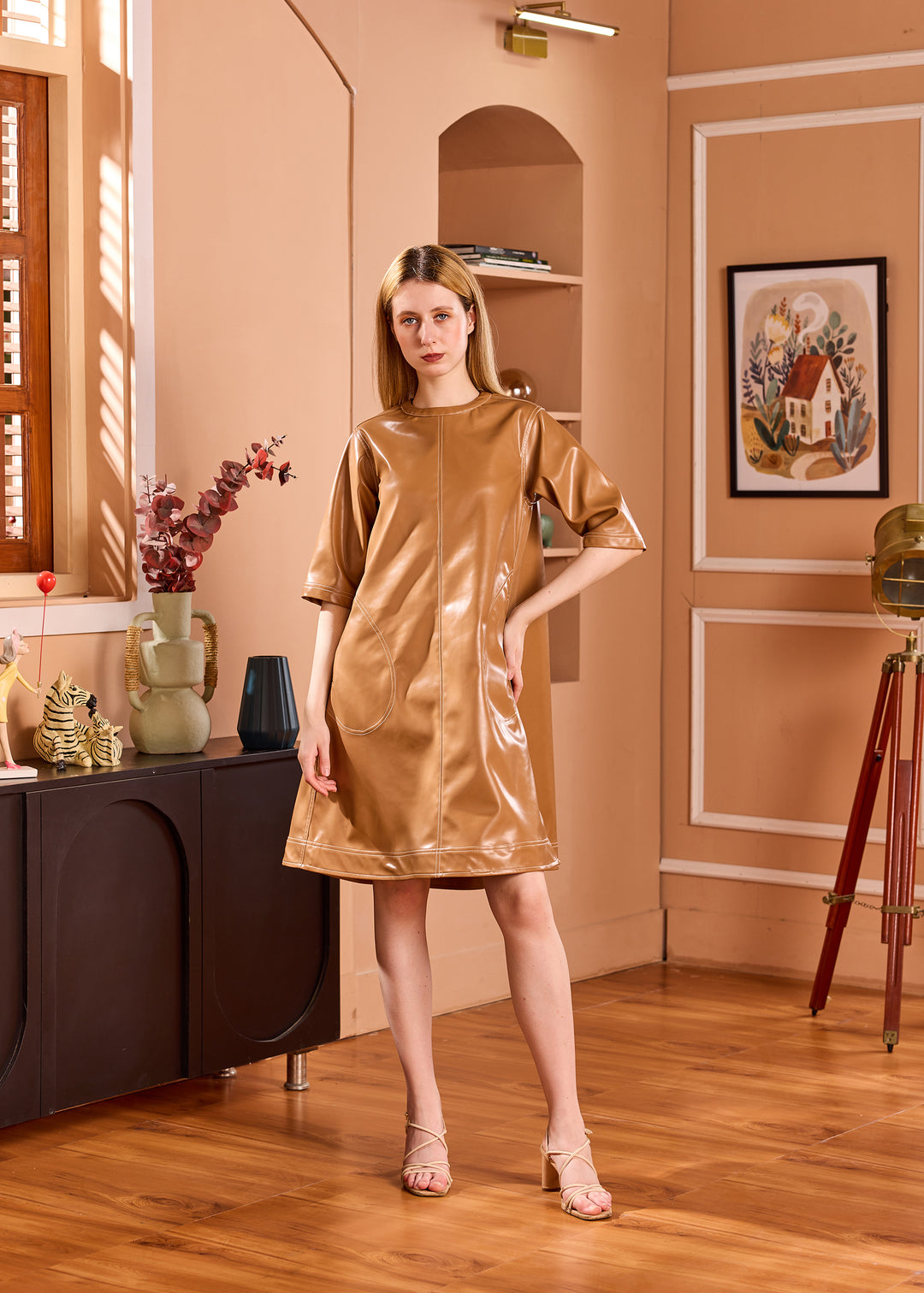 slim fit dress slacks Faux Leather Women's A-Line Dress with Pockets Shopbloom slim fit dress slacks Faux Leather Women's A-Line Dress with Pockets Shopbloom