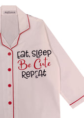 Eat Sleep Repeat Long Sleeve Kids Night Suit