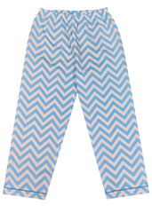 Blue Diagonal Print Long Sleeve Kids Night Suit