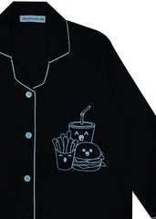 Burger and Fries Glow in the Dark  Print Long Sleeve Kids Night Suit