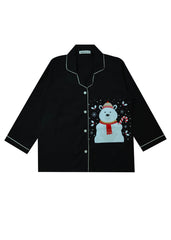 Christmas Polar Bear Print Long Sleeve Kids Night Suit