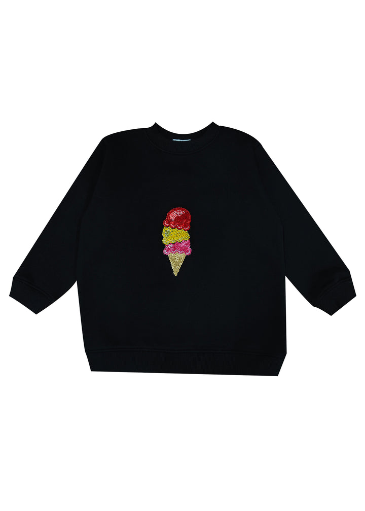 Hand Embellished Ice Cream Warm Fleece Kids Sweatshirt