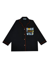 Born To Be Wild Black Long Sleeve Kids Night Suit