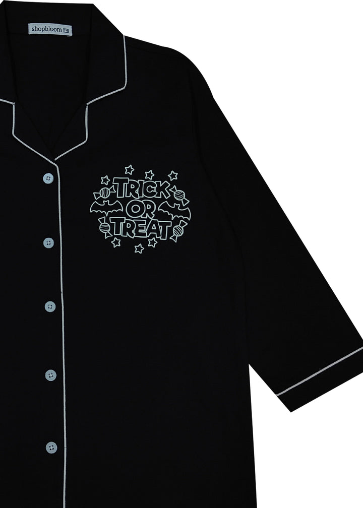 Trick or Treat Glow in the Dark Print Long Sleeve Kids Night Suit