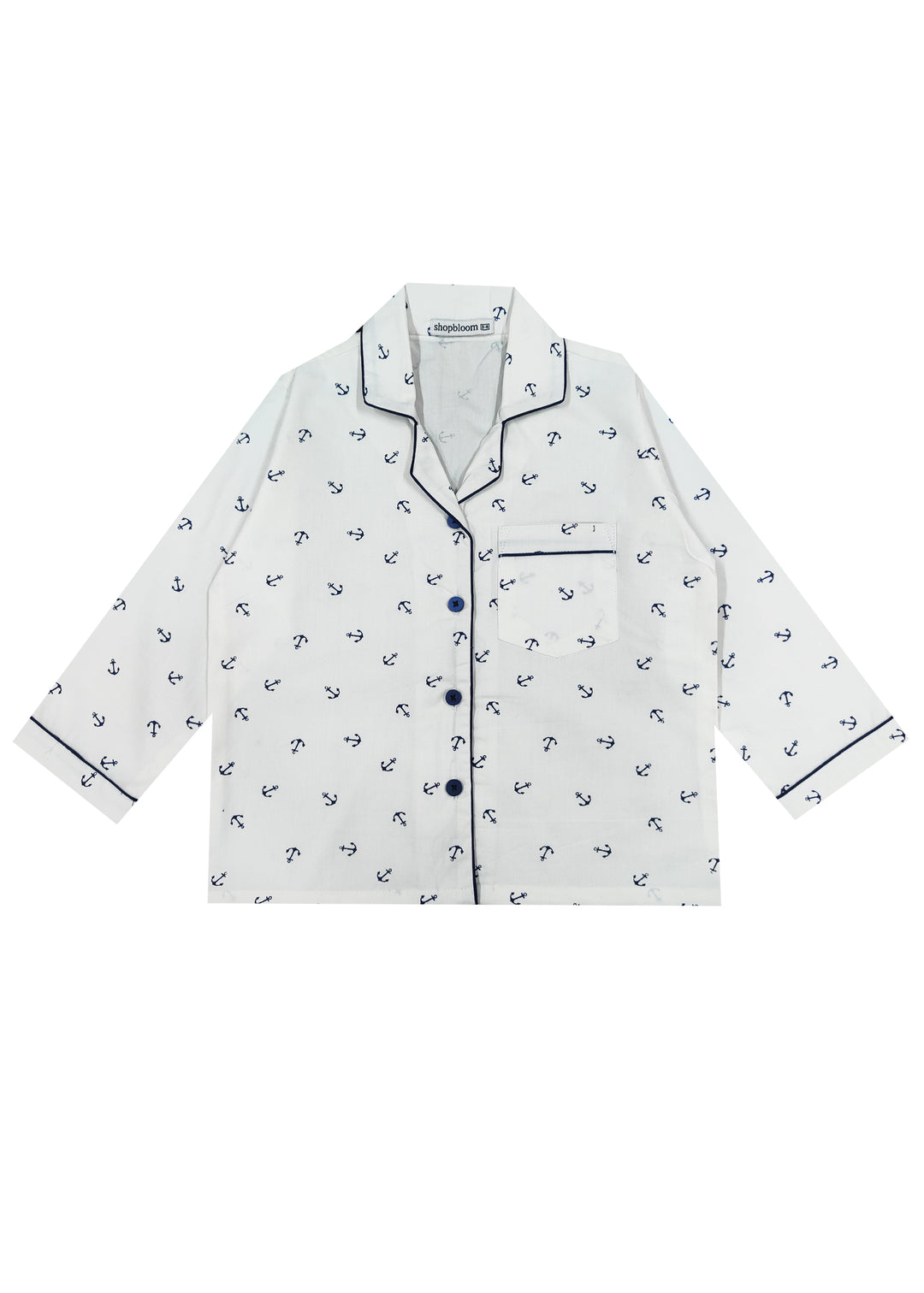 Anchor Print Long Sleeve Kids Night Suit