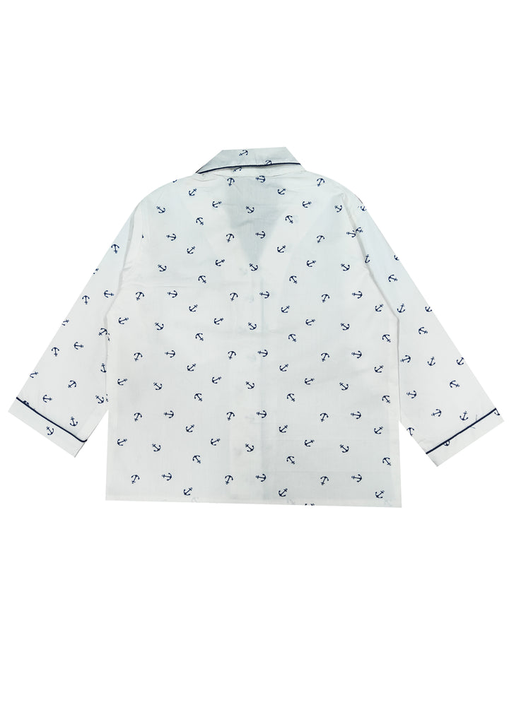 Anchor Print Long Sleeve Kids Night Suit