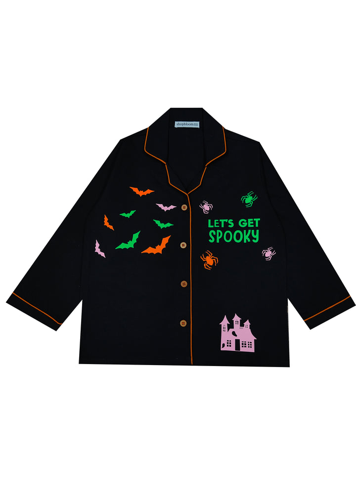 Spooky Pink Glow in the Dark Print Long Sleeve Kids Night Suit