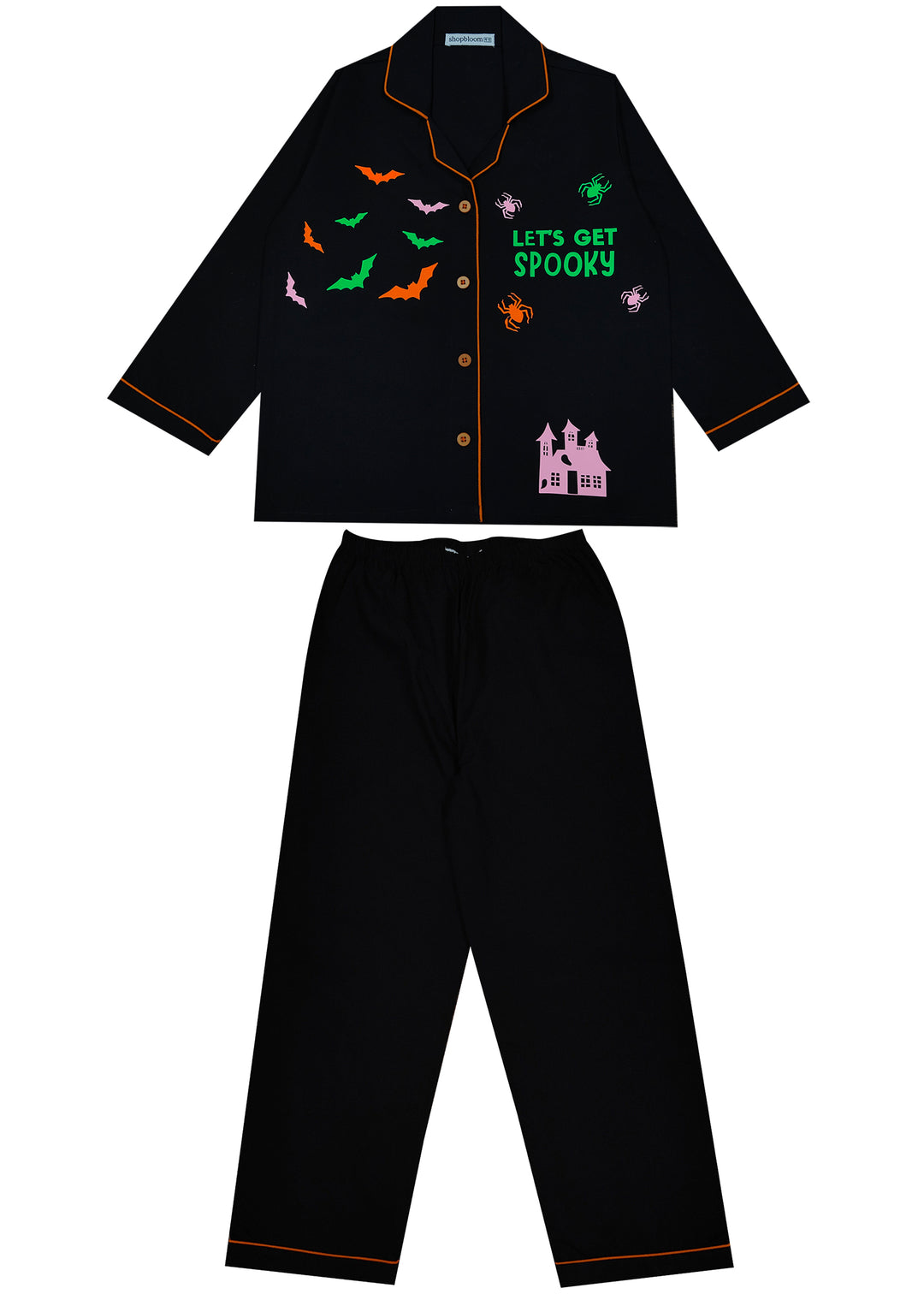Spooky Pink Glow in the Dark Print Long Sleeve Kids Night Suit