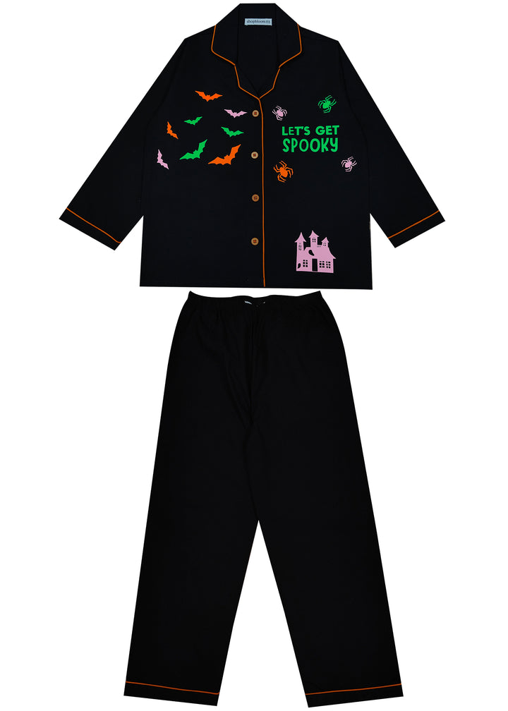 Spooky Pink Glow in the Dark Print Long Sleeve Kids Night Suit