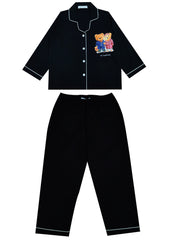 Its Bedtime Teddy Black Long Sleeve Kids Night Suit