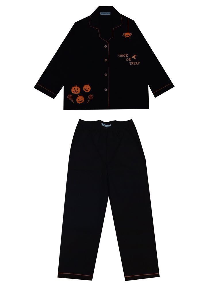 Halloween Trick or Treat Glow in the Dark Print Long Sleeve Kids Night Suit