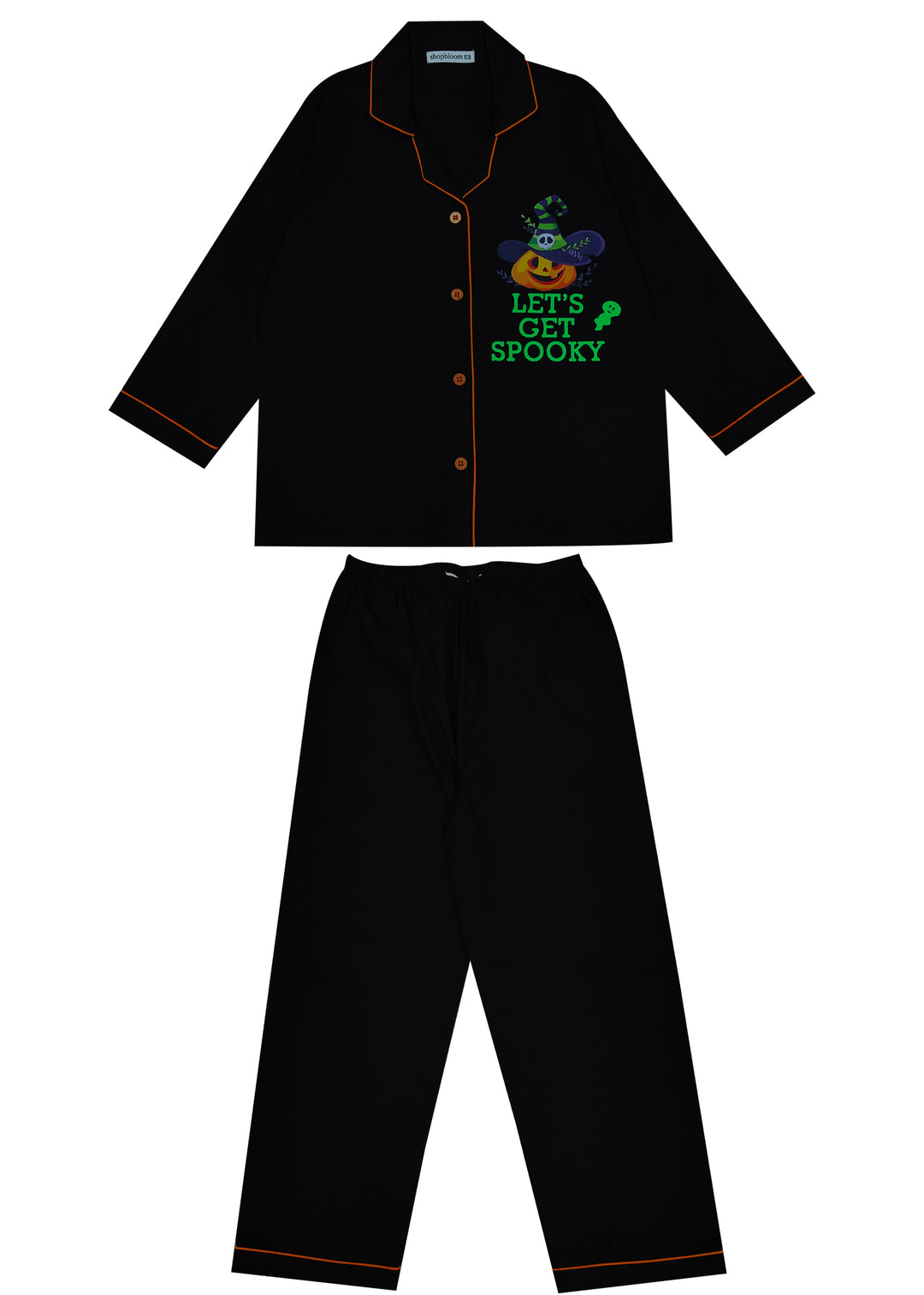 Spooky Glow in the Dark Print Long Sleeve Kids Night Suit