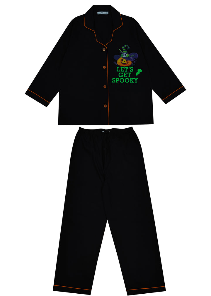 Spooky Glow in the Dark Print Long Sleeve Kids Night Suit
