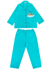 Sweet Dreams Teddy Bright Blue Long Sleeve Kids Night Suit