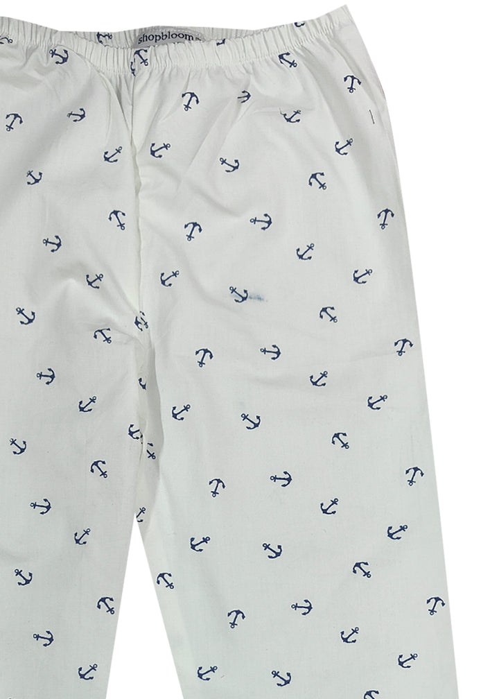 Anchor Print Long Sleeve Kids Night Suit