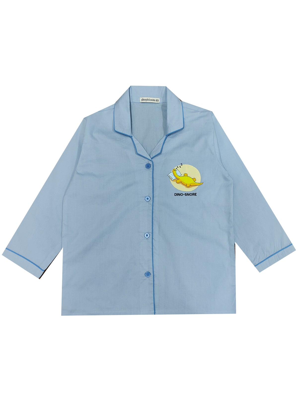 Dino-Snore Blue Long Sleeve Kids Night Suit
