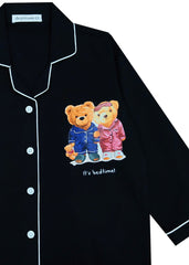 Its Bedtime Teddy Black Long Sleeve Kids Night Suit