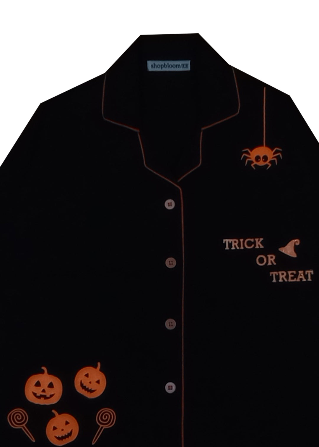 Halloween Trick or Treat Glow in the Dark Print Long Sleeve Kids Night Suit