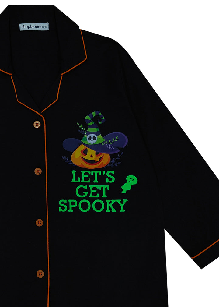 Spooky Glow in the Dark Print Long Sleeve Kids Night Suit