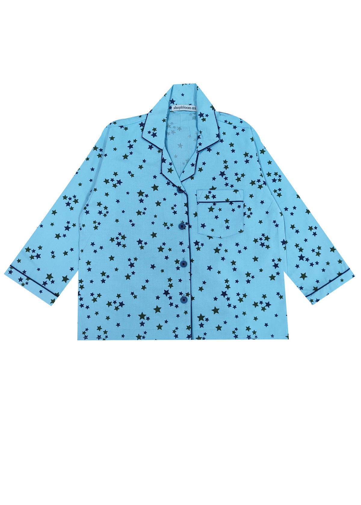 Blue and Golden stars Long Sleeve Kids Night Suit